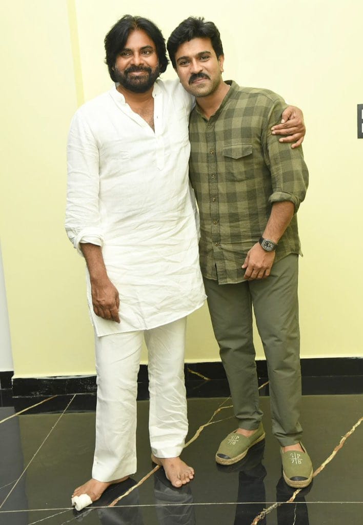 Ram Charan With Pawan Kalyan, Ram Charan and Pawan kalyan Photos, Ramchran and Pawan Kalyan Images, Latest Telugu Cinema News, Ram Charan In Pithapuram For Pawan Kalyan, Latest news of tollywood,